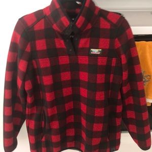 LL Bean Fleece - red and black checkered print